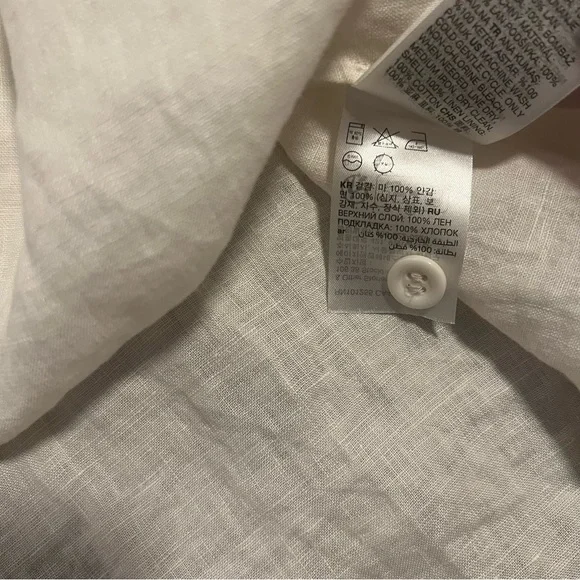 Paris Atelier & Other Stories Cream Button-Front A-Line Linen Skirt - Picture 6 of 9